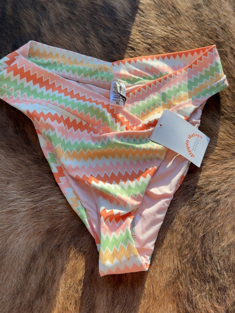 Dippin' Daisy's Pastel Chevron Bikini Bottoms - Peach, Green, Yellow, White